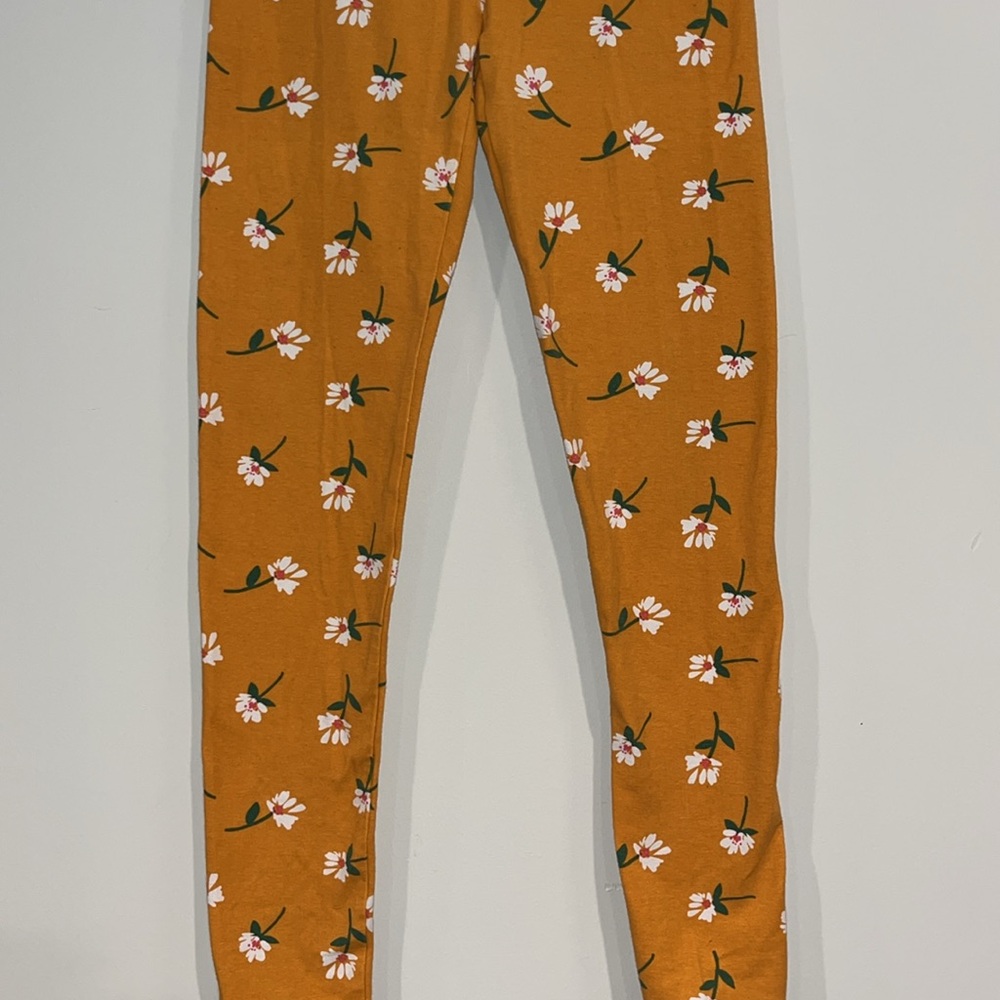 CREWCUTS Youth Girls 14 Floral Pull On Leggings Cotton Orange White EUC - Picture 3 of 8